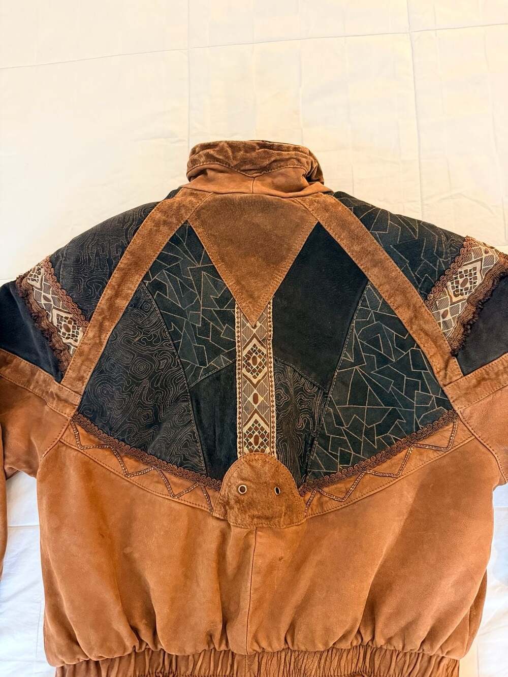 Vintage Genuine Leather Suede Bomber Jacket Brown Southwestern Western Women’s - Picture 10 of 14